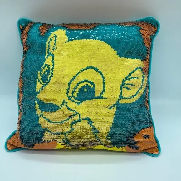 Disney The Lion King Pillow Yellow Orange Sequins Simba Nala - Picture 3 of 6